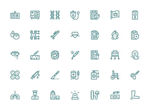 Regular Clean Line Icons from Medical Set with 35 Vectors Multi-Purpose Icon Pack for Templates