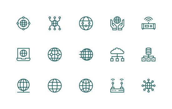 15 Regular Line Icons for Network Connection Graphics Digital Icon Collection vector