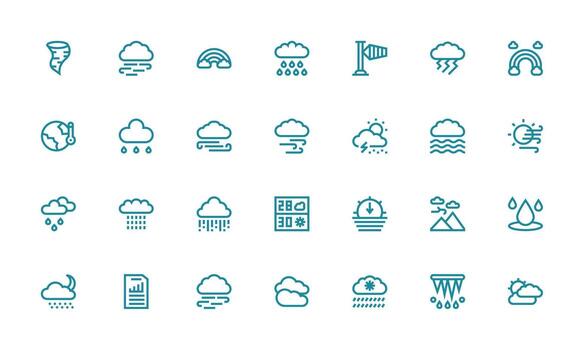 Forecast Design Icons featuring 28 in Bold Line Style Scalable Icons for Cross-Platform Interfaces vector