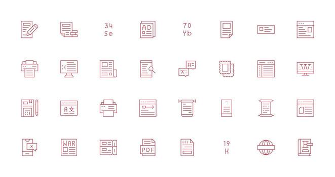 Text featuring 32 Icons in Thin Line Design Essential Icon Set for Teams vector