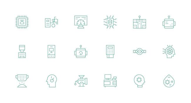 Procesando icono conjunto con 18 mínimo línea gráficos núcleo icono colección para diario Tareas vector