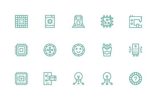 15 Icons for Chip in Regular Line Format Minimal Icon Pack vector