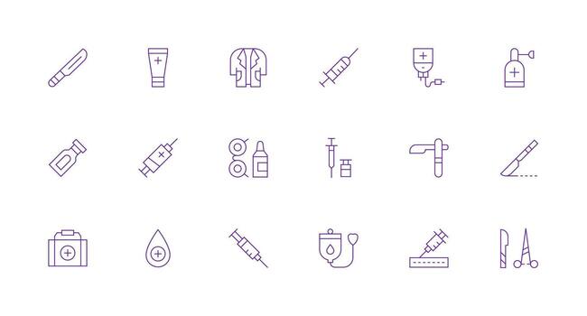 estéril visual paquete conteniendo 18 mínimo línea íconos web icono colección vector