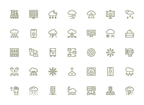 Regular Clean Line Icons from Cloud Set with 35 Vectors Pixel Perfect Icon Set