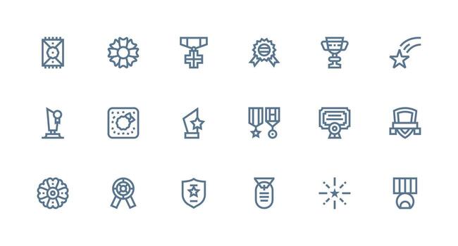 18 Commendation Icons in Strong Stroke Line Aesthetic User Interface Icons for Digital Products vector