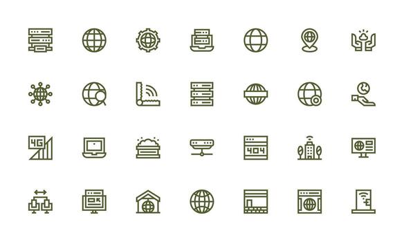Internet conjunto con 28 negrita línea íconos alta resolución íconos para ninguna plataforma vector