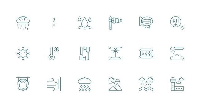 18 Icons for Weather in Minimal Line Format Versatile Icon Collection for Designers vector