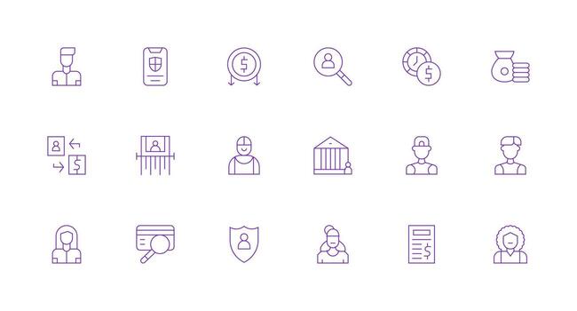 Account Icon Collection with 18 Minimal Line Designs Modern Icon Set vector