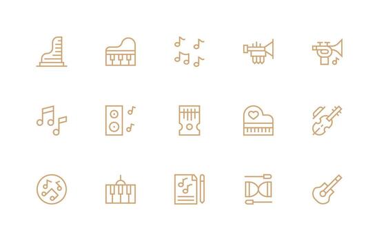 Melody Icon Collection with 15 Regular Line Designs Core Icon Collection for Daily Tasks vector
