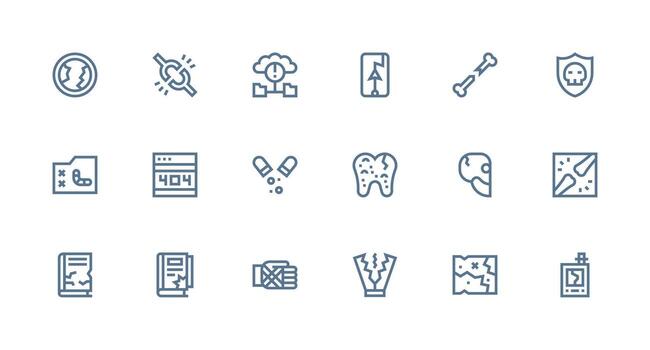 18 Strong Stroke Line Vectors for Broken Theme Multi-Style Icons for Creative Projects