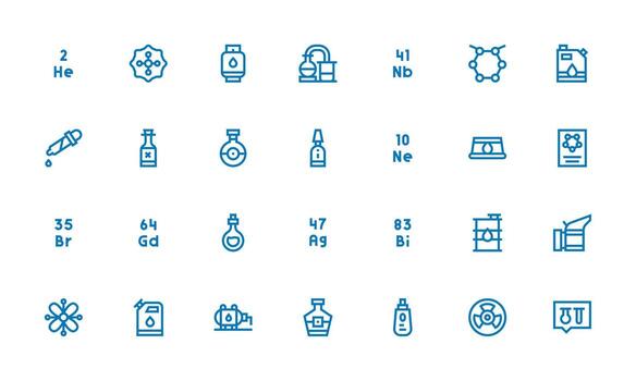 Bold Line Icons from Chemical Set with 28 Vectors Scalable Icons for Cross-Platform Interfaces