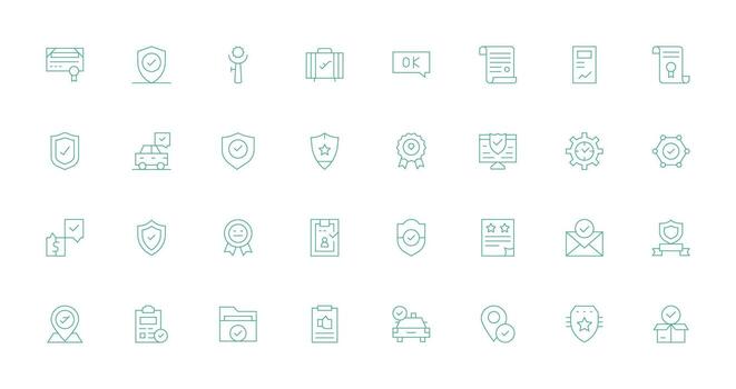 Validated featuring 32 Icons in Thin Line Design Multi-Style Icons for Creative Projects vector