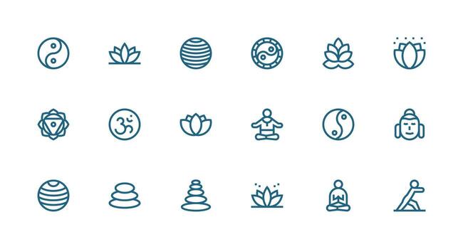 Strong Stroke Line Style Yoga Icons with 18 Vectors UI and UX Focused Icon Collection