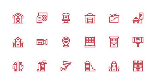 18 Strong Stroke Line Icons for Facility Graphics Flexible Icon System for Web Interfaces vector