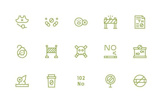 15 Icons for Prohibited in Regular Line Format Lightweight Icon Series for Fast Prototypes vector