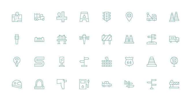Road featuring 32 Icons in Thin Line Design Neatly Designed Icons for Web Platforms vector