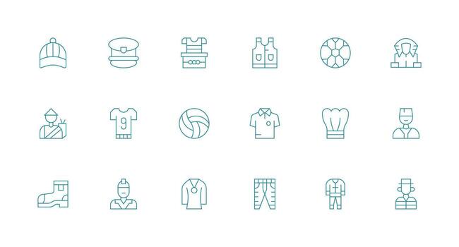 18 Uniform Icons in Minimal Line Aesthetic Neat Icon Set vector