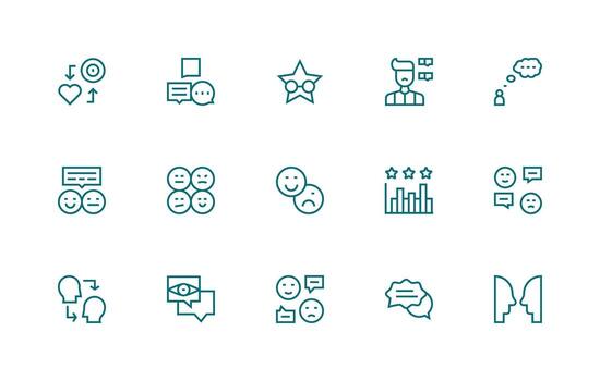 15 Regular Line Icons for Opinion Graphics Complete Icon Set for Mobile Apps vector