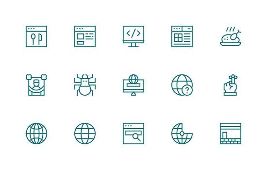 15 Regular Line Icons for Website Graphics Essential Icon Collection vector