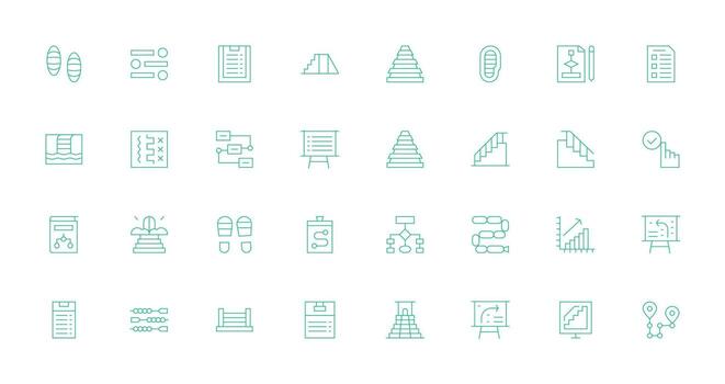 32 Thin Line Icons for Steps Graphics Clean Icon Set Icon Pack for UI Projects vector