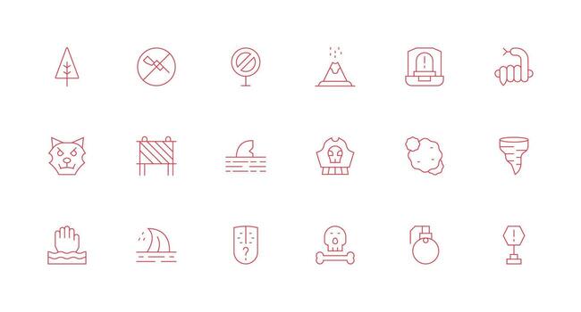 18 Minimal Line Icons for Danger Graphics Pixel Perfect Icon Set vector