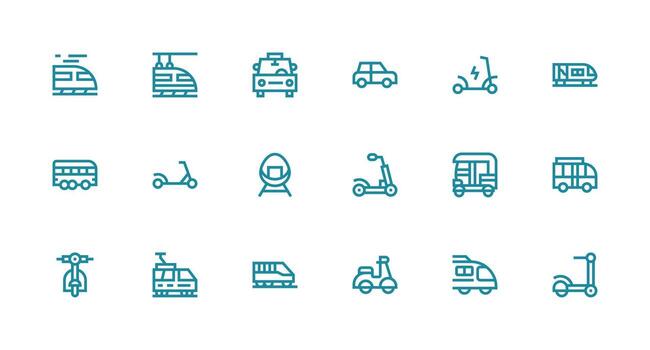 18 Strong Stroke Line Vectors for Commute Theme Balanced Icon Set for Functional Design