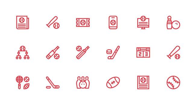 18 Strong Stroke Line Icons for League Graphics Balanced Icon Set for Functional Design vector