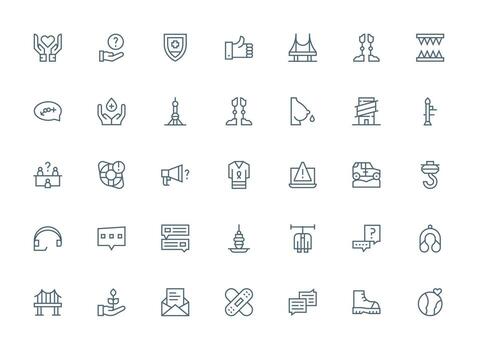 Support Icon Collection with 35 Regular Clean Line Designs Neat Icon Set vector