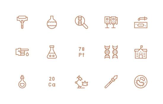 laboratorio icono colección con 15 regular línea diseños usuario interfaz íconos para digital productos vector