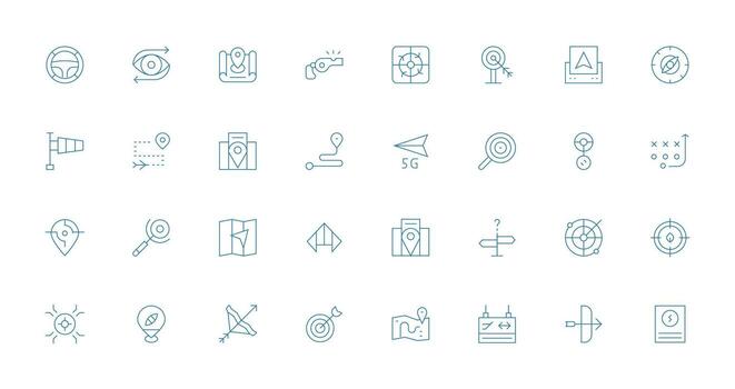 32 Delgado línea íconos para dirección gráficos todas dispositivo compatible icono conjunto vector