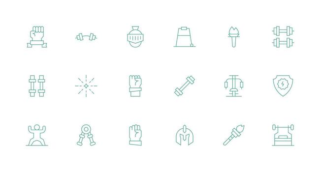 mínimo línea estilo fuerza íconos con 18 vectores funcional icono serie