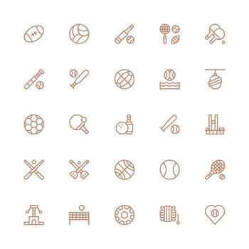 Medium Stroke Outline Icons from Ball Set with 25 Vectors Icon Set for Web