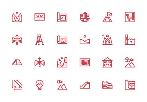 elevación icono conjunto con 24 grueso línea línea gráficos editable icono colección vector