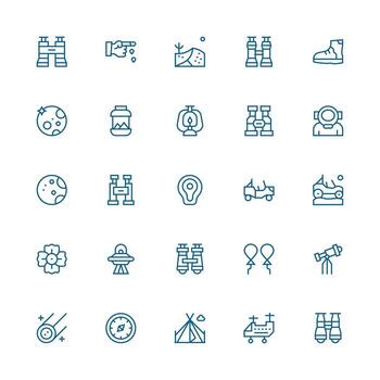 Medium Stroke Outline Icons from Exploration Set with 25 Vectors Smart Icon Collection