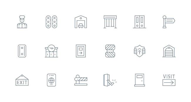 Exit Visual Pack containing 18 Minimal Line Icons Lightweight Icon Series vector