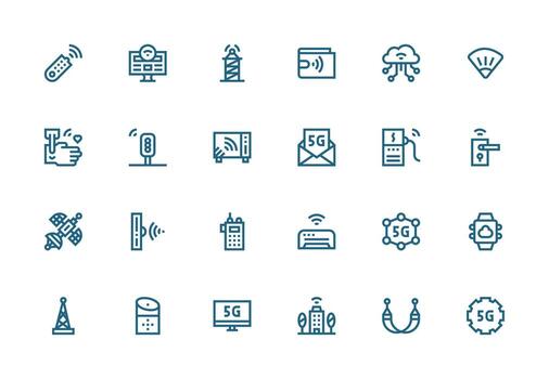 inalámbrico icono colección con 24 grueso línea línea diseños equilibrado icono conjunto para funcional diseño vector