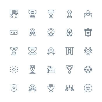 25 Medium Stroke Outline Style Icons from Award Collection Web and App Icon Pack Collection vector