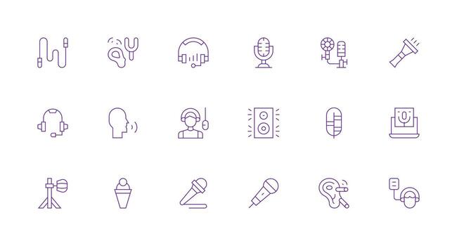 18 Minimal Line Icons for Microphone Graphics High-Resolution Icons for Any Platform vector