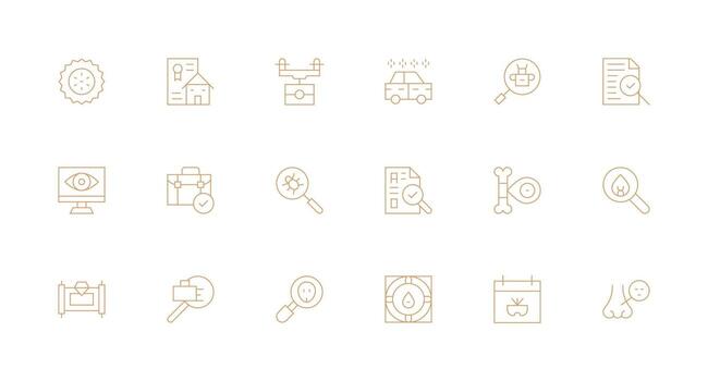 Inspection Icon Collection with 18 Minimal Line Designs Scalable Icons for All Themes vector