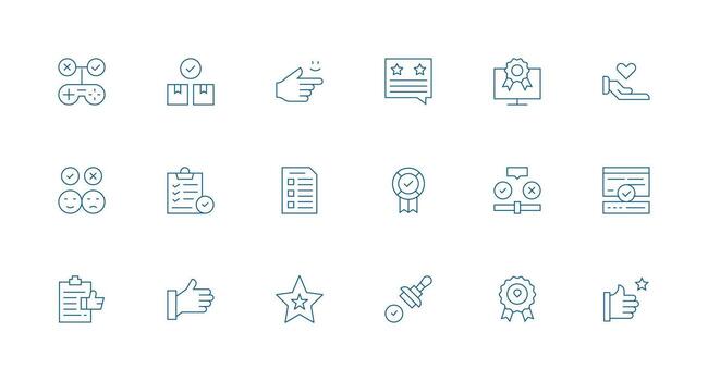Approval Set with 18 Minimal Line Icons All Device Compatible Icon Set vector