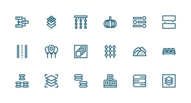 Grouping Icon Set with 18 Strong Stroke Line Graphics Clean Icon Collection for Web Use vector