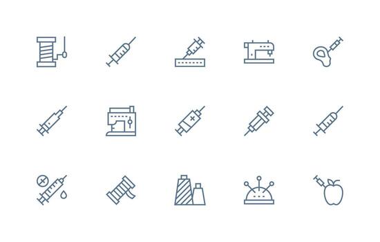 aguja conjunto con 15 regular línea íconos de múltiples fines icono paquete para plantillas vector