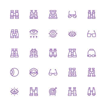 visión diseño íconos presentando 25 en medio carrera contorno estilo icono paquete para ui vector