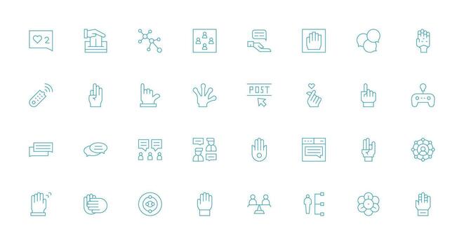 Interaction featuring 32 Icons in Thin Line Design Well-Structured Icons for Creative Use vector