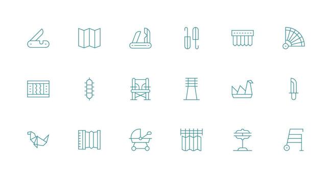 Folding Set with 18 Minimal Line Icons Professional Icon Pack for Development Work vector