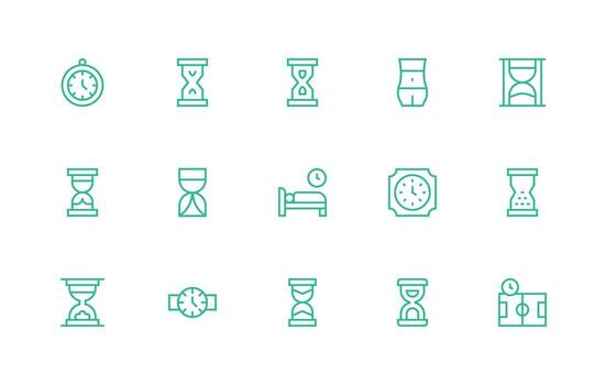 Hourglass featuring 15 Icons in Regular Line Design Essential Icon Set for Teams vector