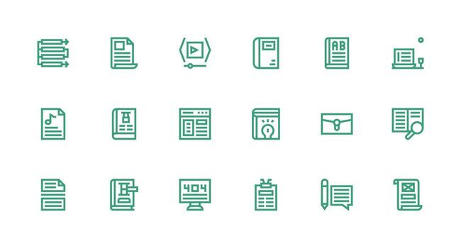 18 fuerte carrera línea estilo íconos desde contenido colección sensible icono conjunto para flexible diseños vector