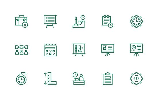 15 Regular Line Style Icons from Project Collection Complete Icon Set for Mobile Apps vector