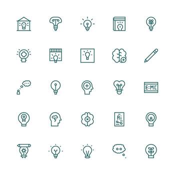 Concept Icon Set with 25 Medium Stroke Outline Graphics Quick Access Icons for UI Development vector