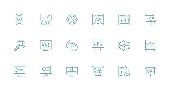 18 mínimo línea diseños para grafico íconos de múltiples fines icono conjunto vector